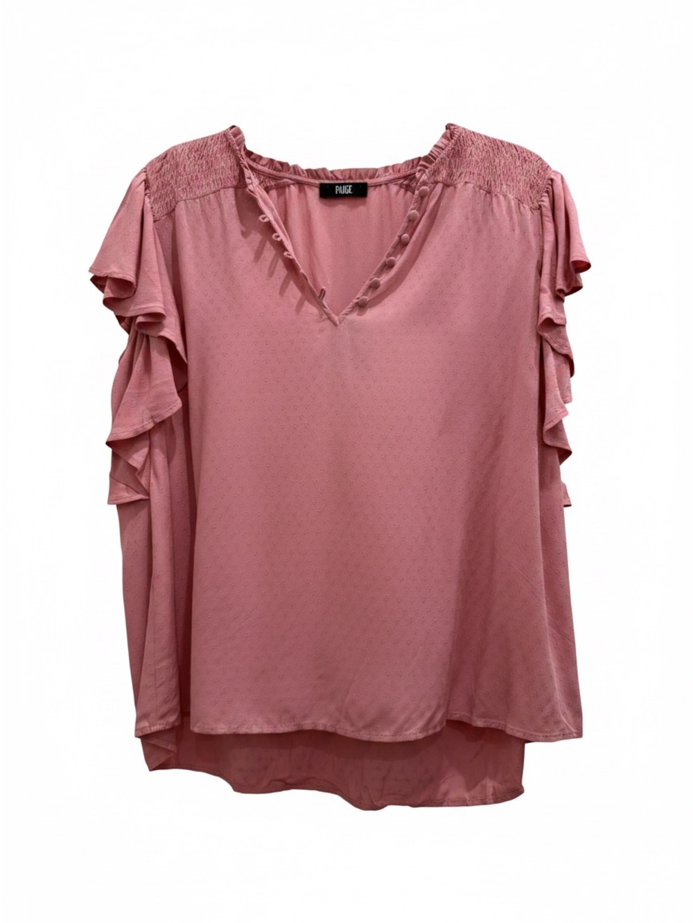 PAIGE Dusty Rose V-Neck Flutter Sleeve Blouse - Picture 2 of 9